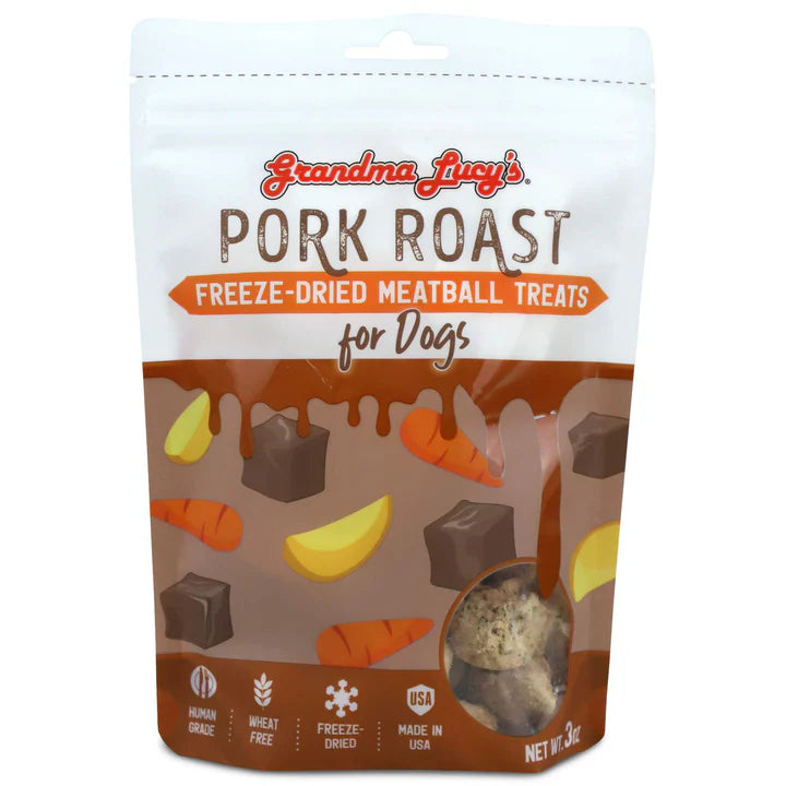 Grandma Lucy's - Freeze-Dried Meatballs Pork Roast Meatball Dog Treats - 3oz