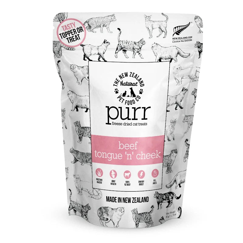 
                  
                    NZ Natural Pet Food Co - Freeze Dried - Treats - Purr - Beef - Tongue 'n' Cheek - 50g
                  
                