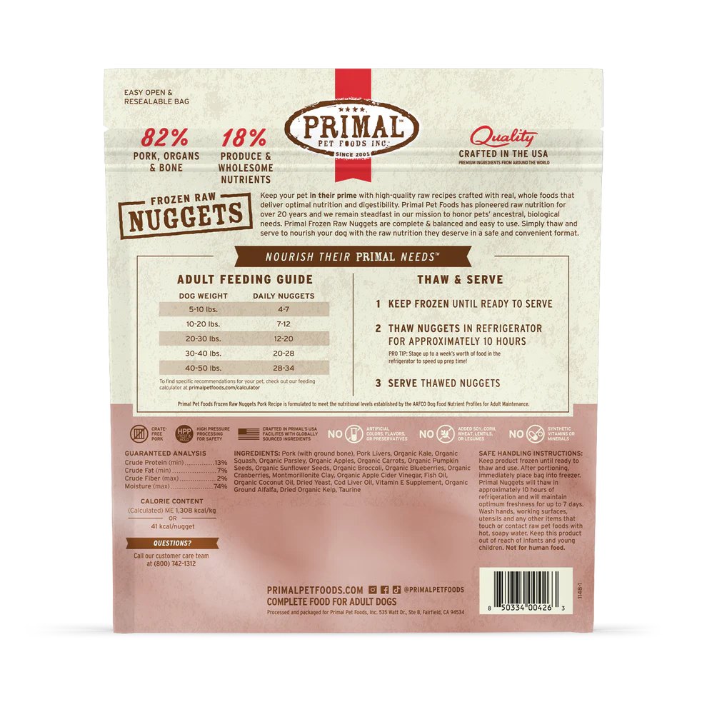 
                  
                    PRIMAL - Canine - Nuggets - Pork (Frozen Food) (Only Deliver to Metro Vancouver)
                  
                