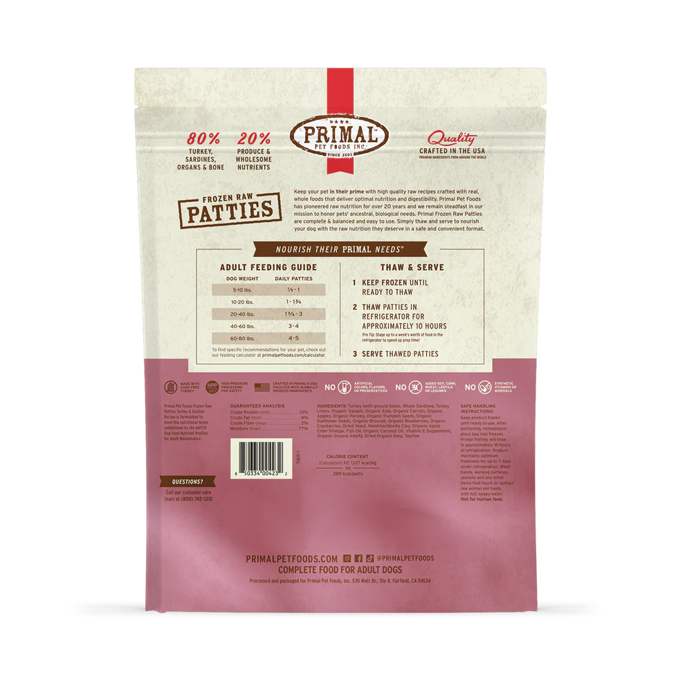 
                  
                    PRIMAL - Canine - Patties - Turkey & Sardine (Frozen Food) (Only Deliver to Metro Vancouver)
                  
                