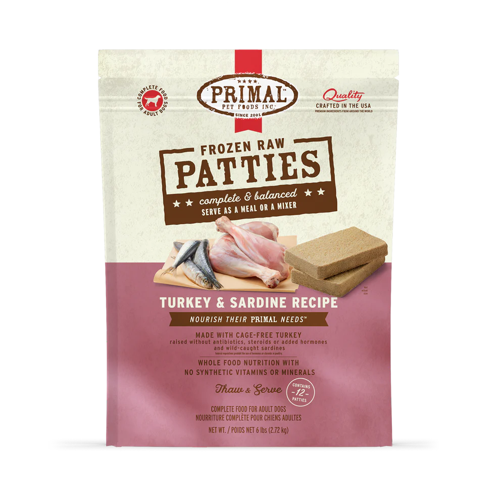 PRIMAL - Canine - Patties - Turkey & Sardine (Frozen Food) (Only Deliver to Metro Vancouver)