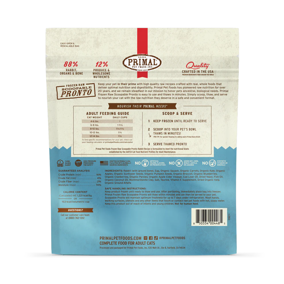 
                  
                    Primal - Feline - Pronto - Rabbit (Frozen Food) (Only Deliver to Metro Vancouver)
                  
                