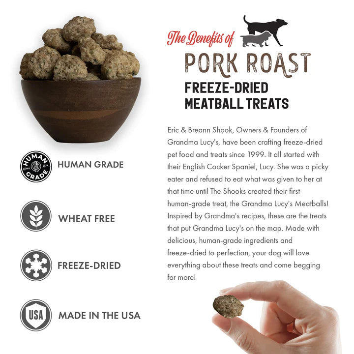 
                  
                    Grandma Lucy's - Freeze-Dried Meatballs Pork Roast Meatball Dog Treats - 3oz
                  
                