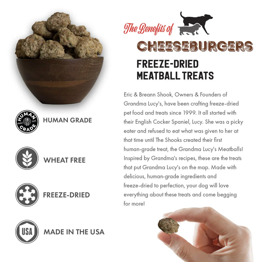 
                  
                    Grandma Lucy's - Freeze-Dried Meatballs Cheeseburgers Meatball Dog Treats - 3oz
                  
                