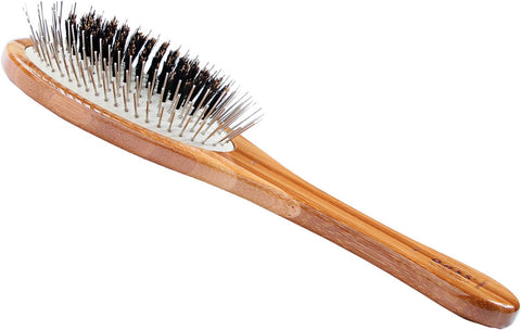 Bass Brushes - Wire/Boar Pet Groomer - Bamboo Wood Handle