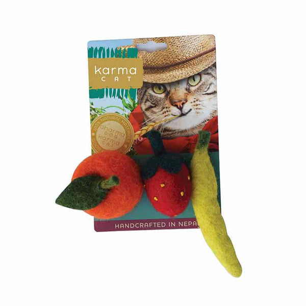 Dharma Dog Karma Cat - Toy - Fruit - 3 pk