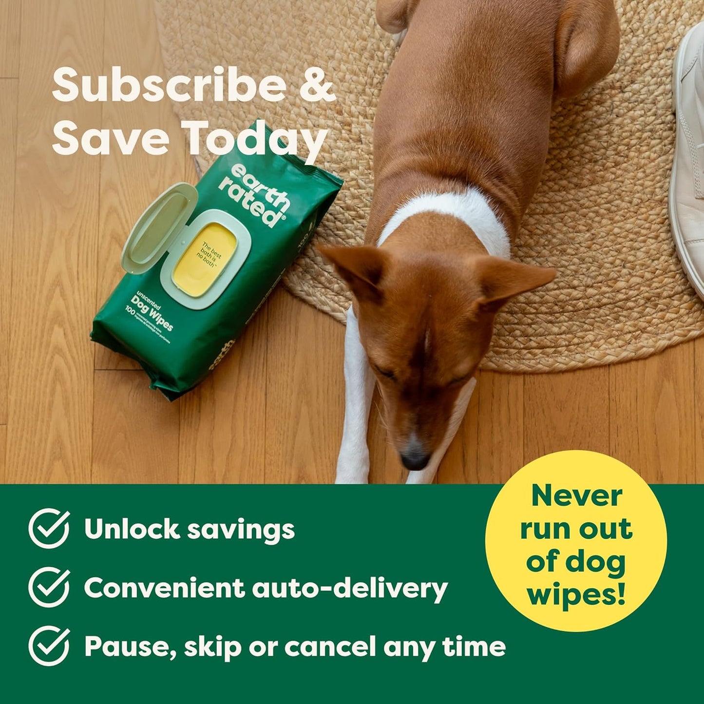 
                  
                    earth rated - Compostable Pet Wipes Unscented 8x8" 100PK
                  
                