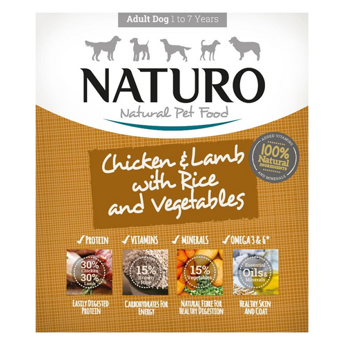 Naturo - Dog Trays - Chicken, Lamb & Rice with Veg (400g - Case of 7)