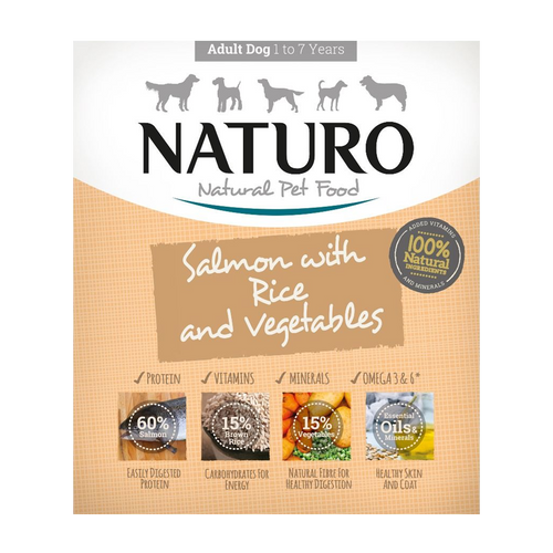 Naturo - Dog Trays - Adult Salmon & Rice with Veg (400g - Case of 7)