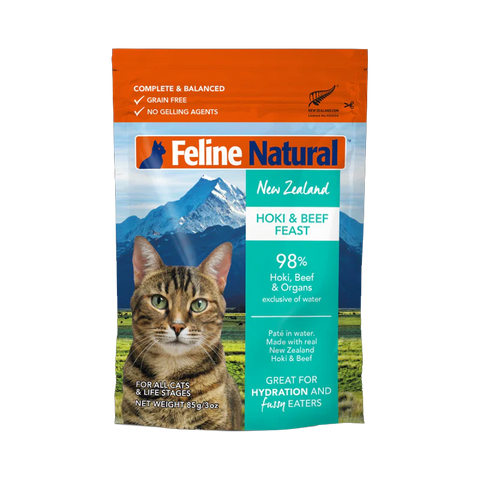 Feline Natural - Pouches - Hoki & Beef Feast - 85g (Case of 12)