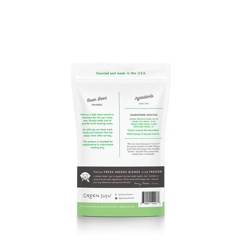 
                  
                    Green Juju - Freeze-Dried - Trainers - Bison Liver - 3oz
                  
                