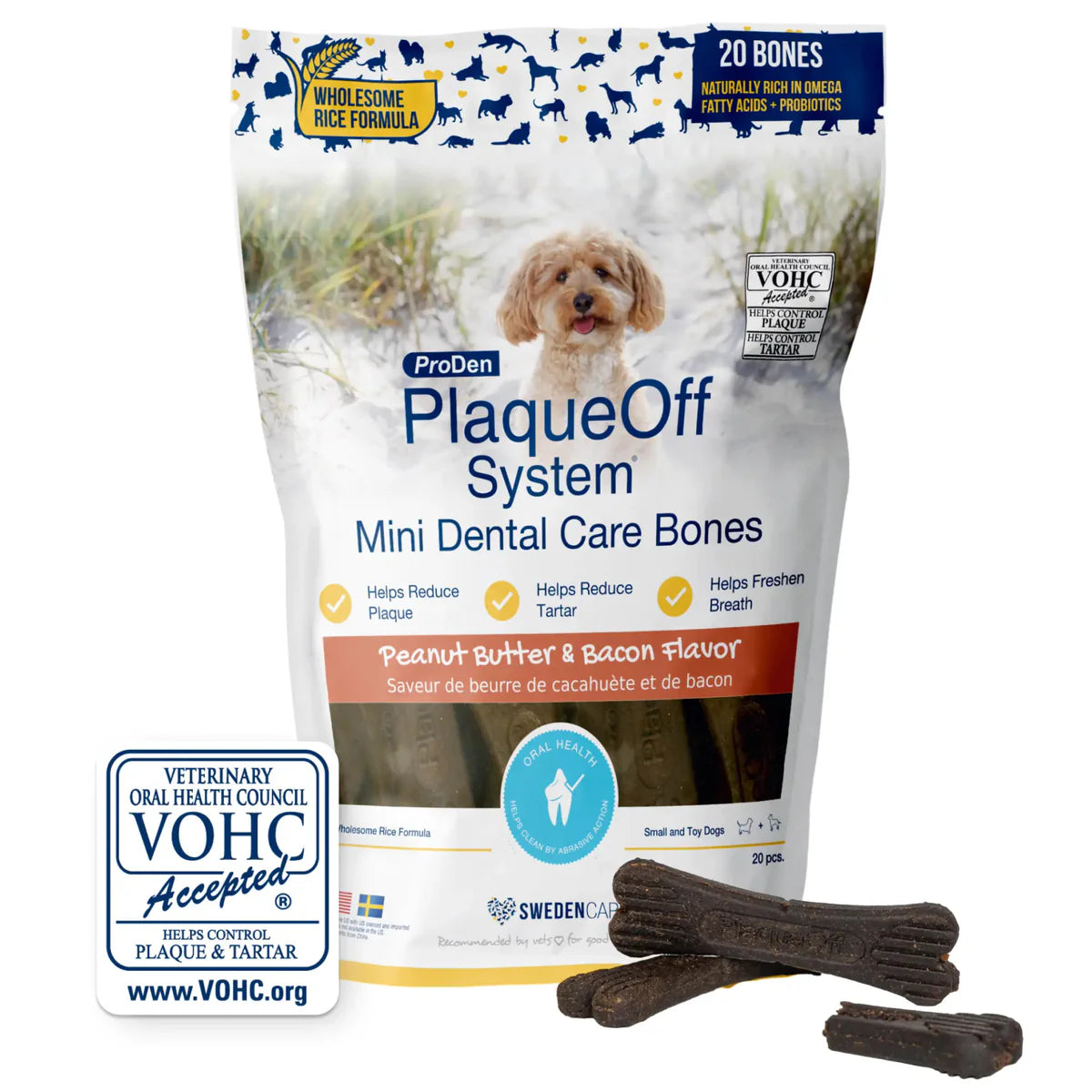 
                  
                    Plaque Off - Dental Care Bones - Mini - Peanut Butter and Bacon
                  
                