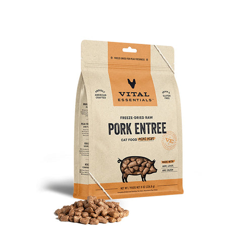 Vital Essentials - Cat Food Mini Nibs Freeze-Dried Raw Pork Entree 8 oz