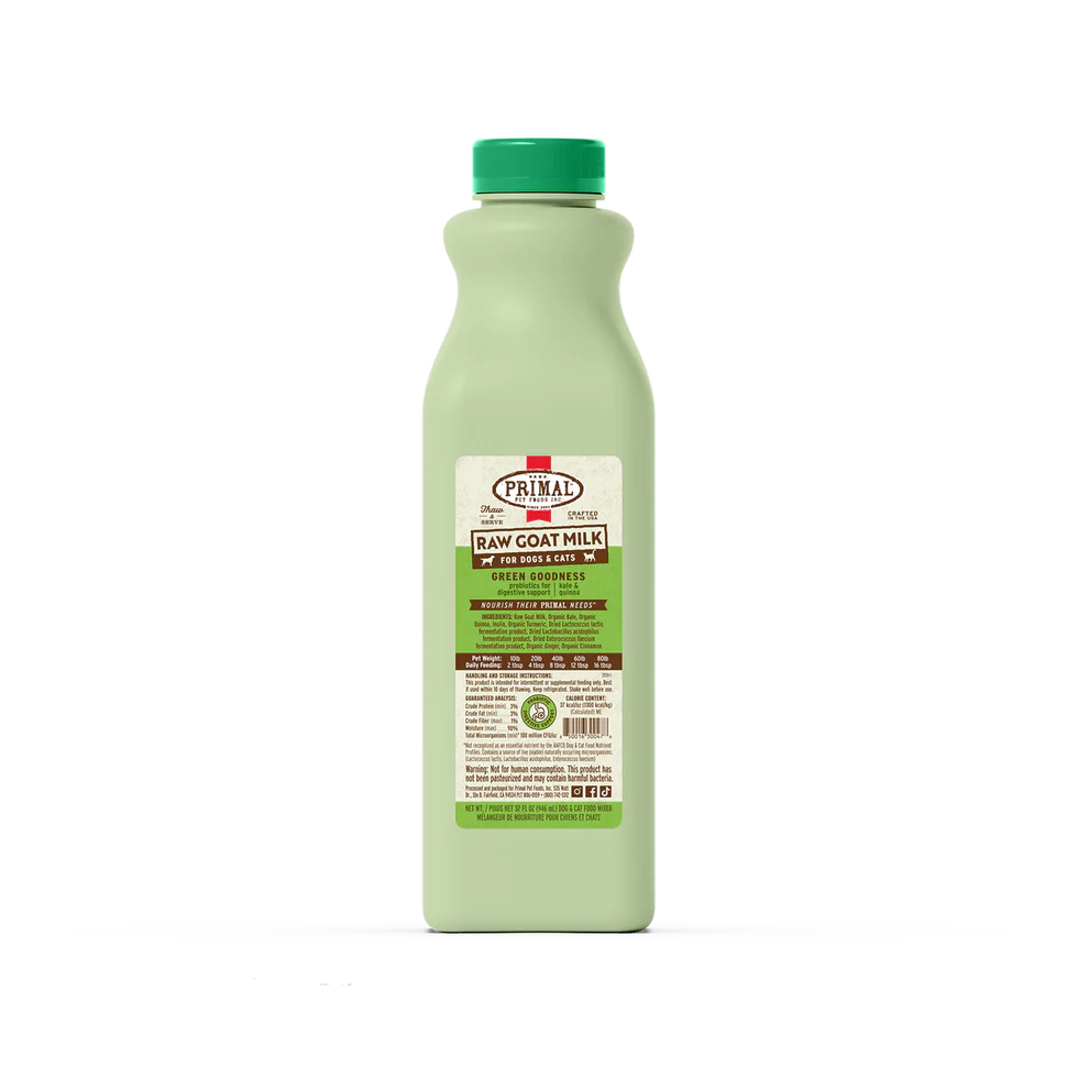 PRIMAL - Raw Goats Milk - Green Goodness 32oz (Frozen Food) (Only Deliver to Metro Vancouver)