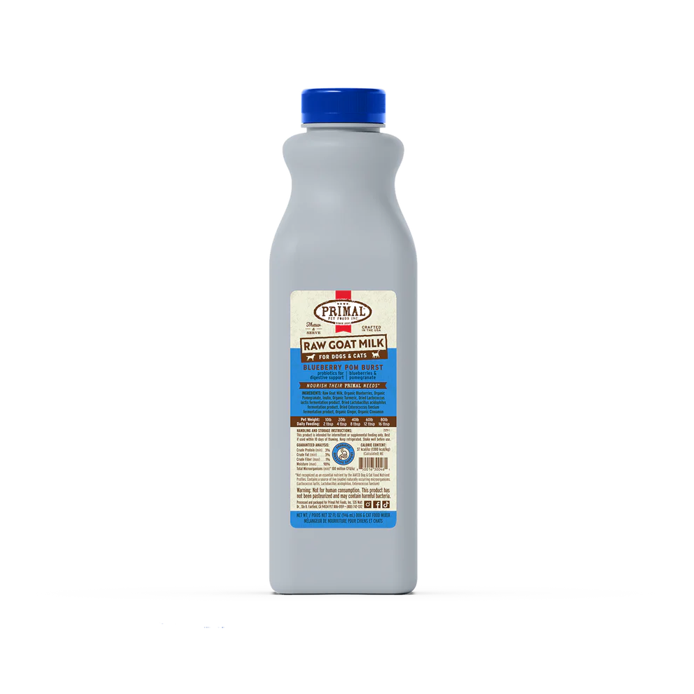 PRIMAL - Raw Goats Milk - Blueberry Pom Burst 32oz (Frozen Food) (Only Deliver to Metro Vancouver)
