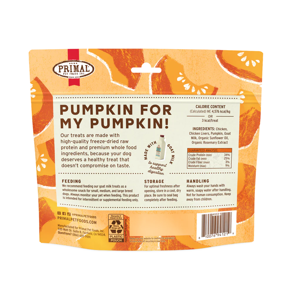 
                  
                    PRIMAL - Canine - Treats - Pumpkin for my Pumpkin - Chicken & Pumpkin with Goat Milk
                  
                