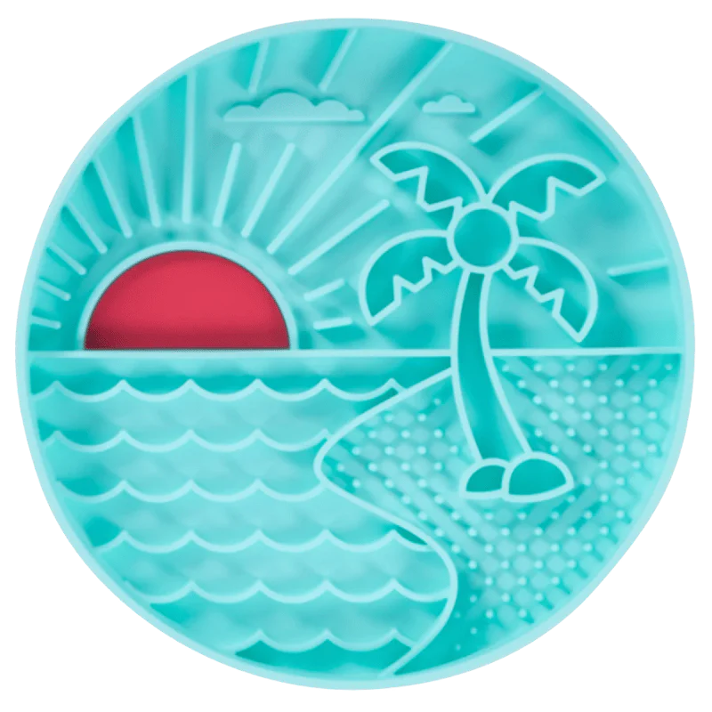 Messy Mutts - Interactive Bowl - Silicone - Teal Beach Pattern