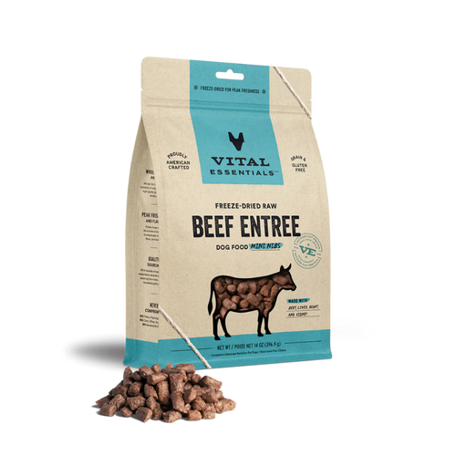 Vital Essentials - Dog Freeze Dried Beef Entree Food Nibs - 14 oz