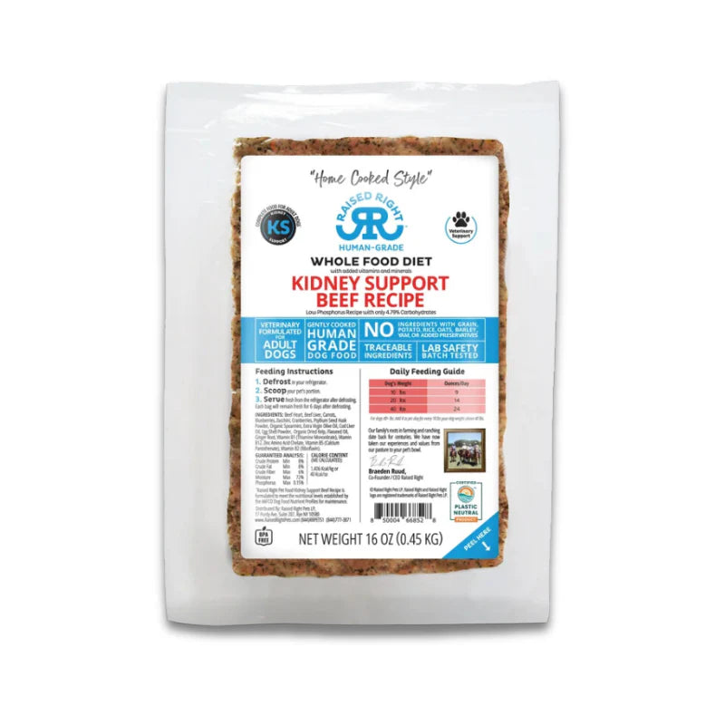 Raised Right - Adult Dog - Frozen - Kidney Support - Pork - 16oz (Case of 8) (Frozen Food) (Only Deliver to Metro Vancouver)