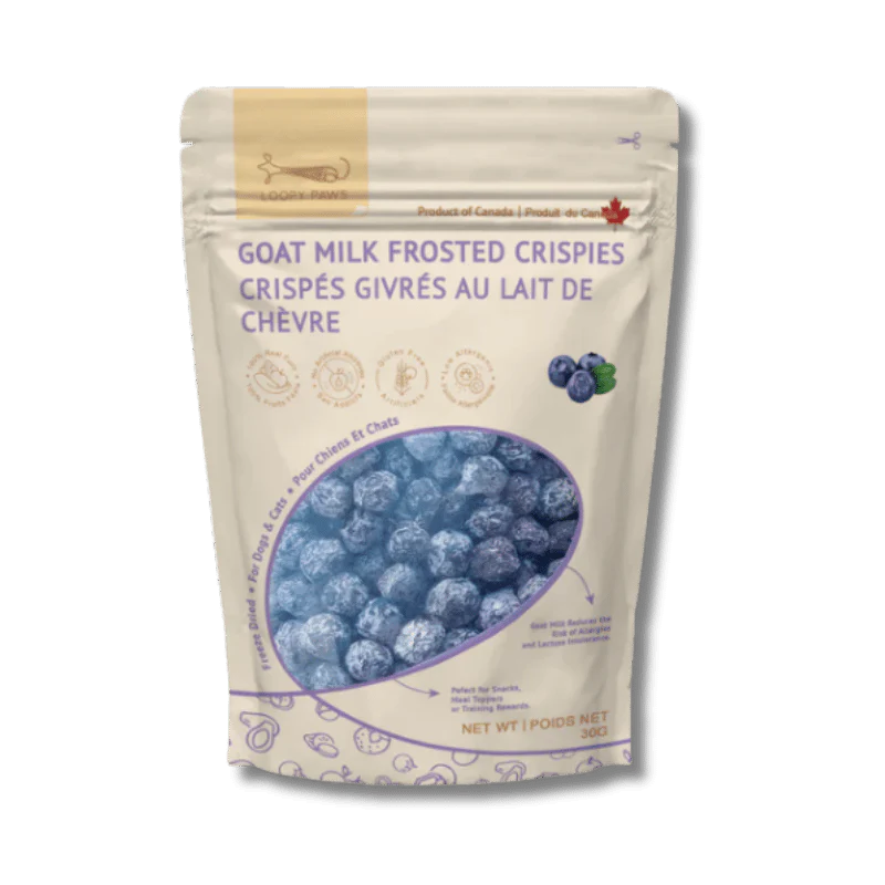 Loopy Paws - Treats - Freeze-Dried - Goat Milk Frosted Crispies - Blueberry - 30g