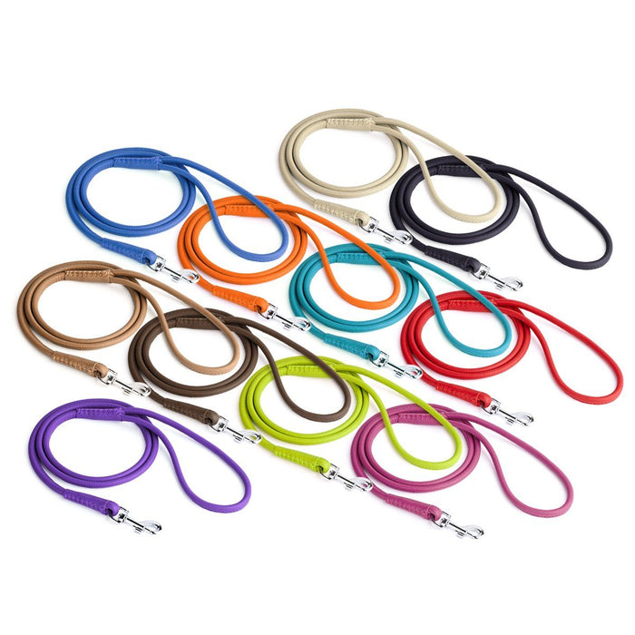 DOGLINE - Soft Leather Round Lead