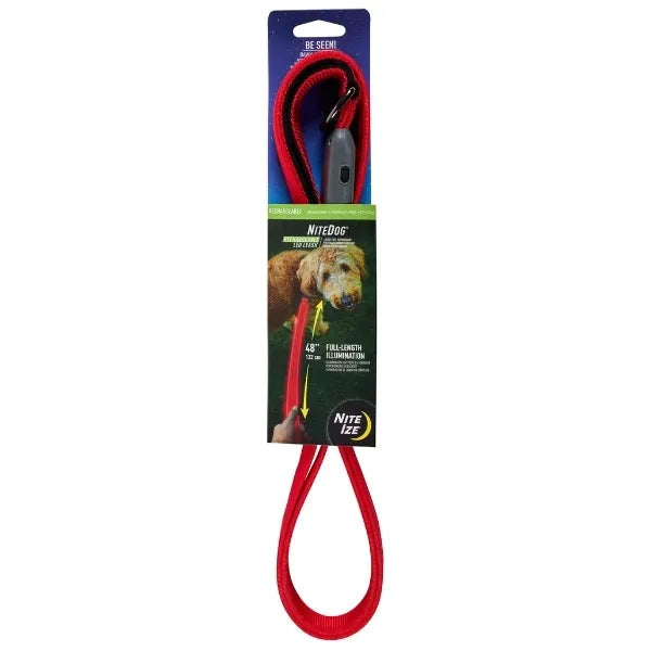 NITE IZE- NiteDog Rechargeable LED Leash - Red/Red LED