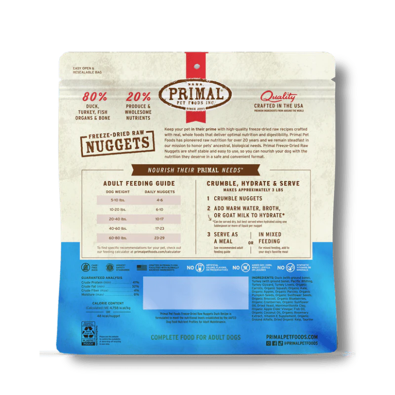 
                  
                    PRIMAL - Canine - Freeze-Dried - Nuggets - Duck
                  
                
