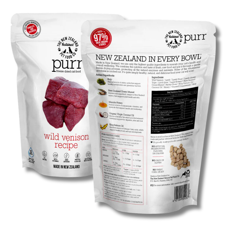 
                  
                    NZ Natural Pet Food Co - Freeze Dried - Food - Purr - Wild Venison 280g
                  
                
