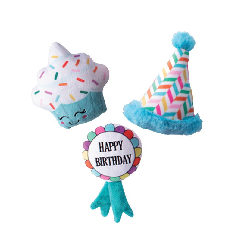 Fringe Studio - Happy Bark-Day - 3pc Small Dog Toy Set