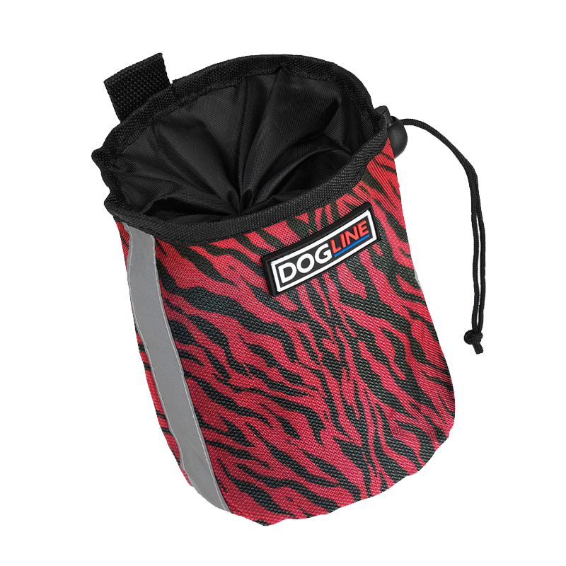 DOGLINE - Beta Treat Pouches with Waste Dispenser (Zebra Black/Red)